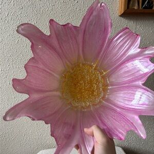 Pink Floral Glass Art Piece